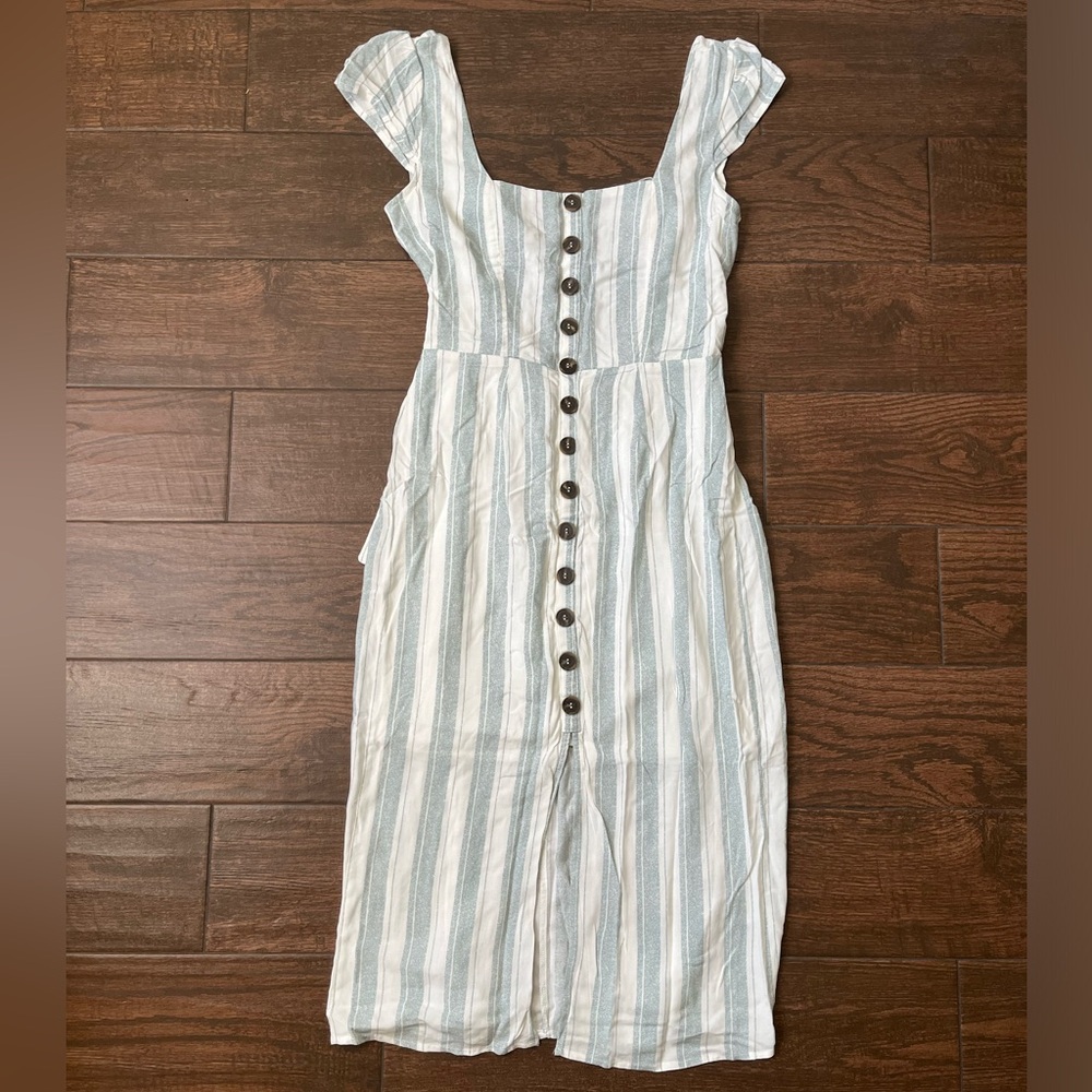 Trixxi vertical striped blue and white sundress